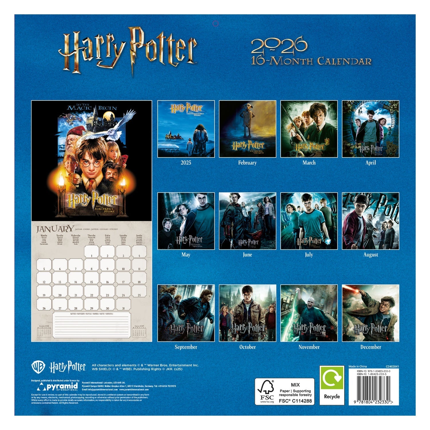 Calendario 2026 Harry Potter - Diseños Coleccionables