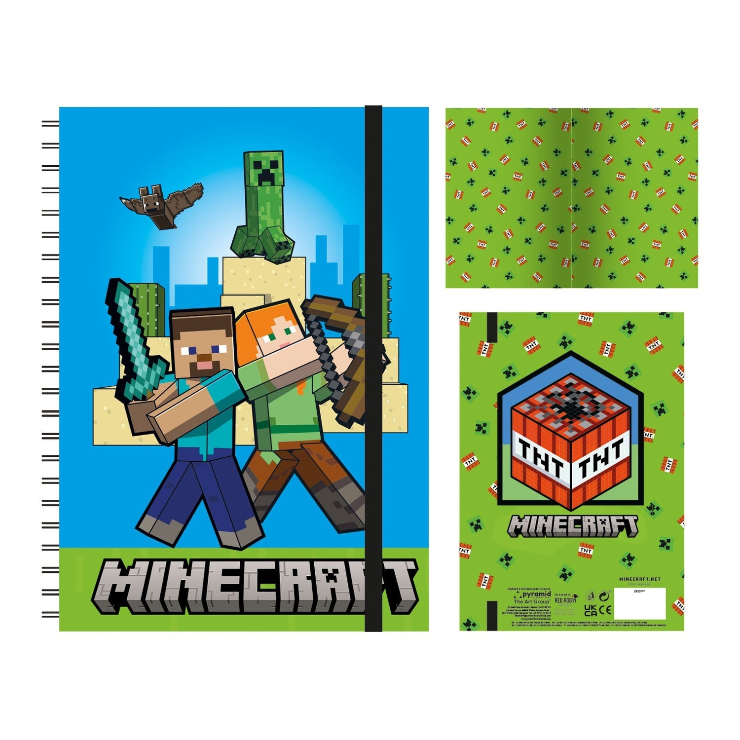 Cuaderno Minecraft A5 - Steve, Alex y Creeper